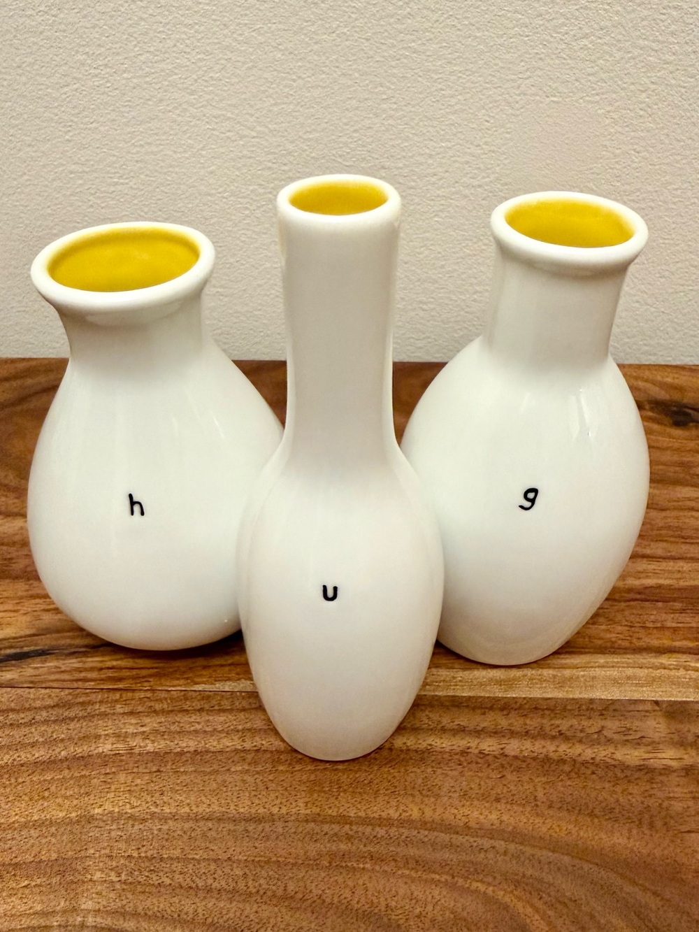 Dept 56 Mini Hug Bud Vase Trio White & Yellow